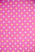 Blue & Yellow Stars on Hot Pink Printed Flannelette