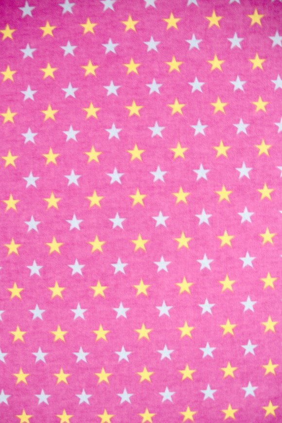 Blue & Yellow Stars on Hot Pink Printed Flannelette