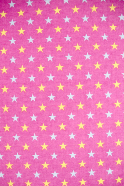 Blue & Yellow Stars on Hot Pink Printed Flannelette