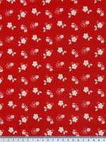 Sweet Flowers on Tomato Red Printed Cotton