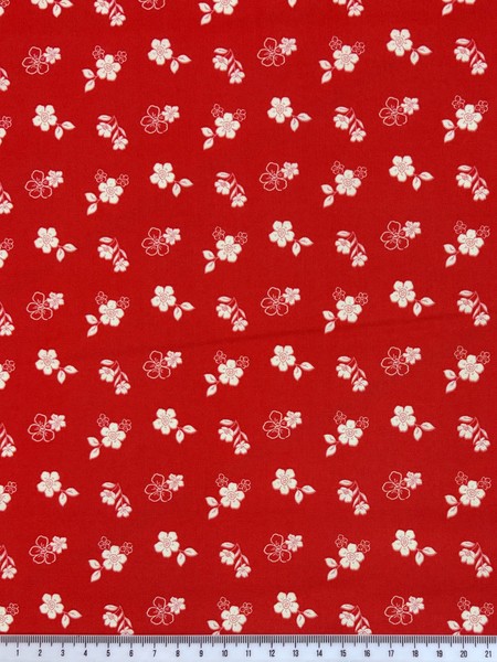 Sweet Flowers on Tomato Red Printed Cotton