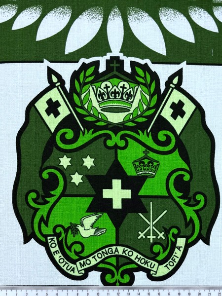 Green tones & White Tongan Cotton Dobby