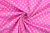 Blue & Yellow Stars on Hot Pink Printed Flannelette