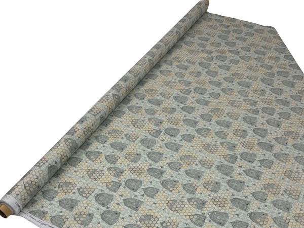Honeycomb & Hives on Palest Green Printed Cotton