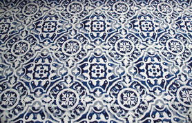 Blues & Greys Tiles Motif Waterproofed & UV Canvas