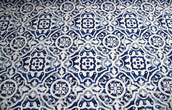 Blues & Greys Tiles Motif Waterproofed & UV Canvas