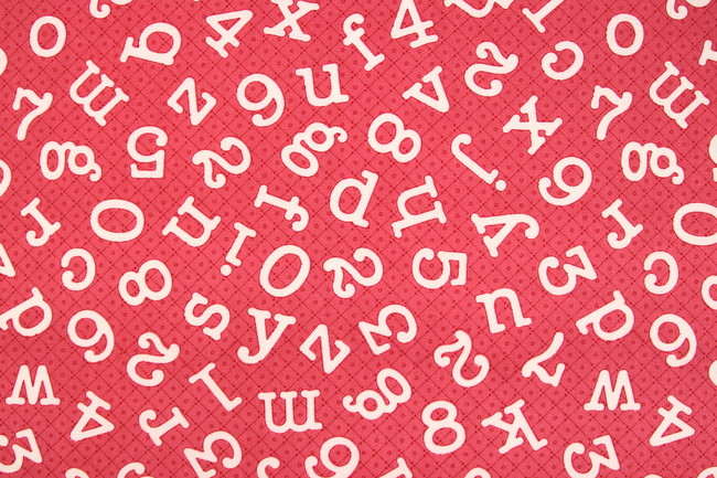 Letters & Numbers on Watermelon Diamonds Printed Cotton