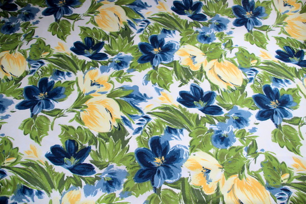 Blue & Yellow Floral Print Waterproofed & UV Coated Canvas