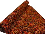 Orange, Red & Black Pacific Island Cotton Dobby