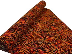 Orange, Red & Black Pacific Island Cotton Dobby
