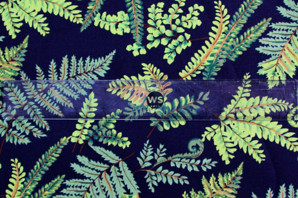 Fern Fronds on Navy Kiwiana Cotton