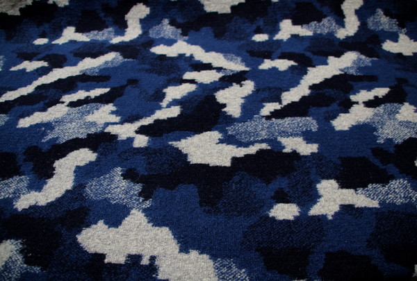 Blue Camo Knitted Wool Blend