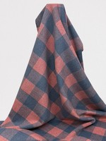 Salmon & Misty Blue Check Brushed Wool
