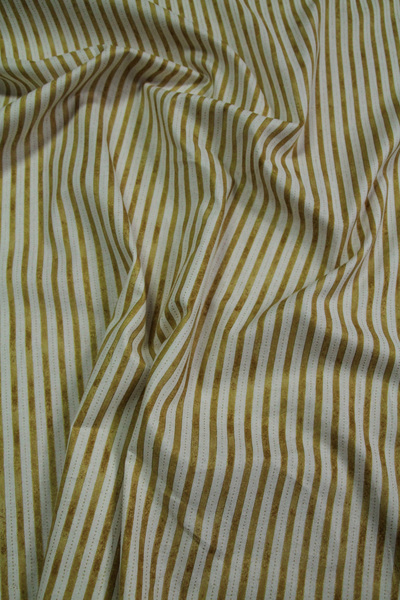 Gold Foiled Stripes & Micro Dots on Ivory Printed Cotton