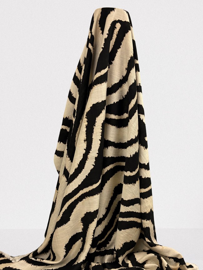 Mottled Black Zebra Printed Bamboo Cotton Blend
