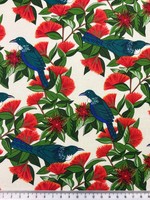 Tuis in Pohutukawa Kiwiana Cotton