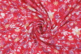 Floral Burst on Spanish Red Printed Rayon with Crepe Finish