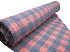 Salmon & Misty Blue Check Brushed Wool