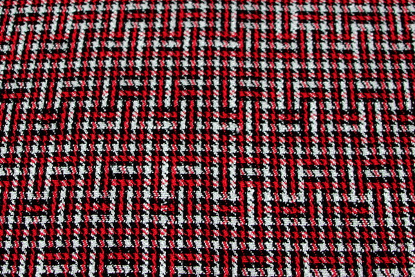 Red, Black & White Geometric Weave Wool Blend