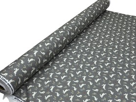 * REDUCED * Wildwood Rabbits on Grey Premium Printed Cotton