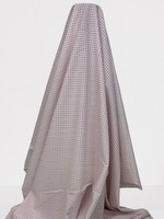 Red & Soft White Grid Patterned Printed Cotton