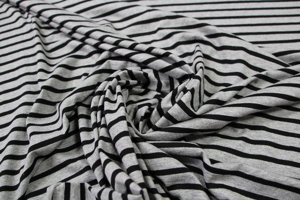 Black & Grey Marle Stripes Cotton Lycra