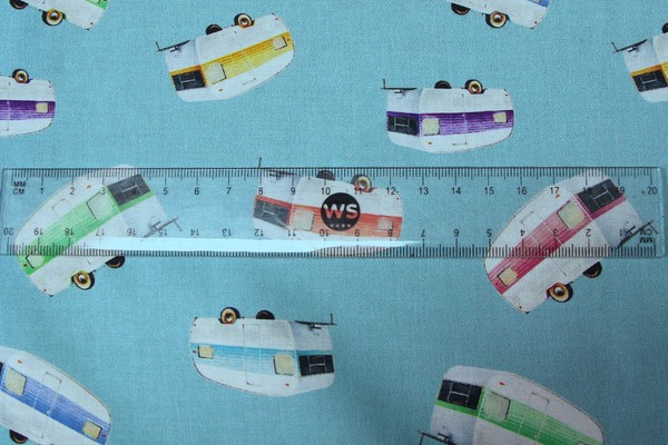 Retro Caravans Printed Cotton