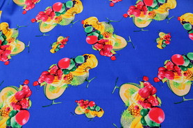 * REMNANT - Tutti Frutti Printed Stretch Cotton - Blue
