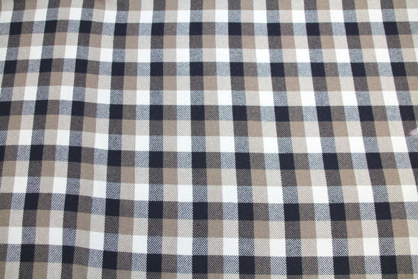 100% Wool Checked Coating - Navy, Oatmeal & Taupe