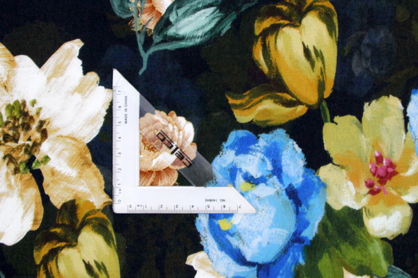 Earthy Toned Floral on Black Digital Printed Viscose