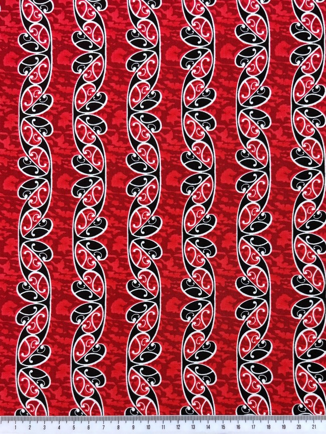 Red Koru Design Kiwiana Cotton