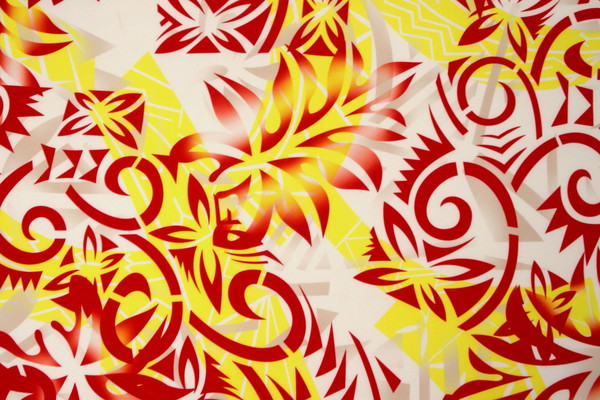 Red, Yellow & Beige Tones Pasifika Digital Printed Mini Matt