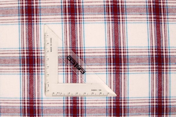 Maroon, Bright Blue & White Checked Linen