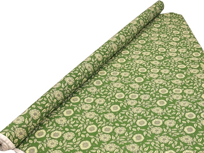 Sunflowers on Green Rayon