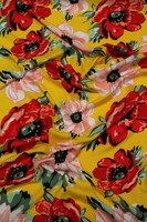 Bright Flowers on Bright Yellow Printed Rayon