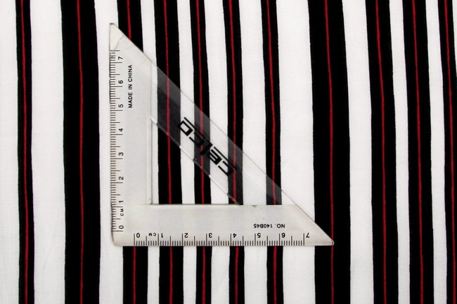 Black & Red Stripe on Ivory Rayon