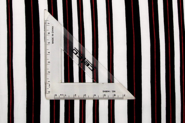 Black & Red Stripe on Ivory Rayon