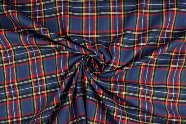 Classic Blue, Red & Green Tartan Brushed Cotton Check