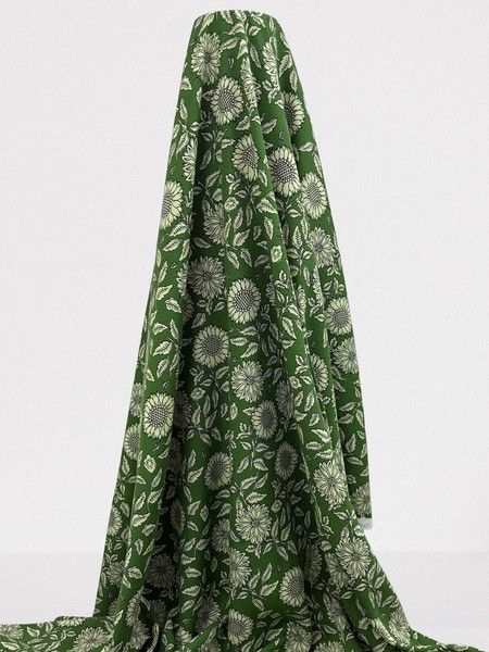 Sunflowers on Green Rayon