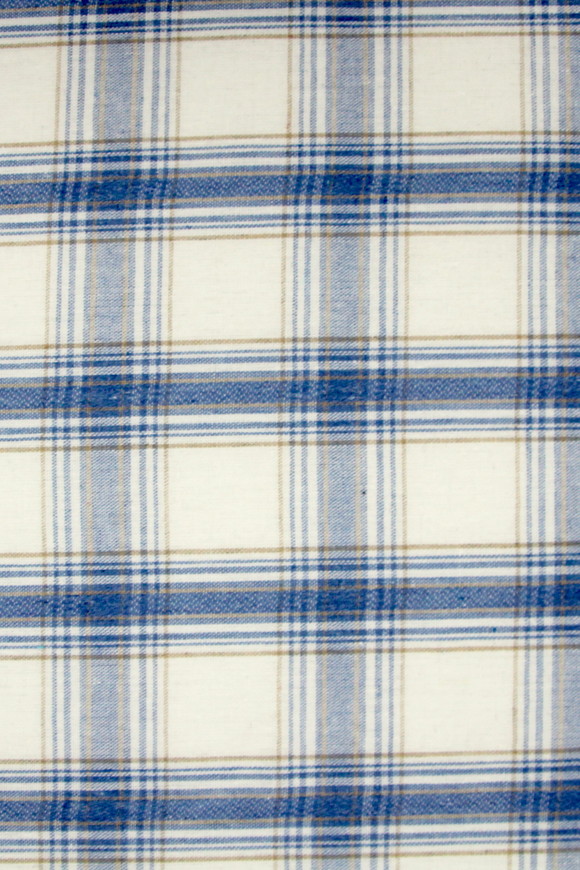 Light Blue, Beige & White Checked Linen 