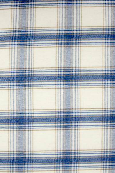 Light Blue, Beige & White Checked Linen 