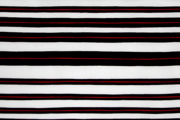 Black & Red Stripe on Ivory Rayon