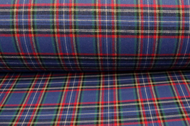 Classic Blue, Red & Green Tartan Brushed Cotton Check