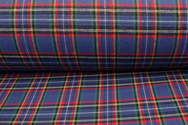 Classic Blue, Red & Green Tartan Brushed Cotton Check