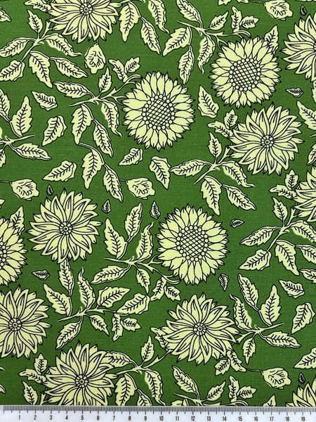 Sunflowers on Green Rayon