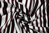 Black & Red Stripe on Ivory Rayon