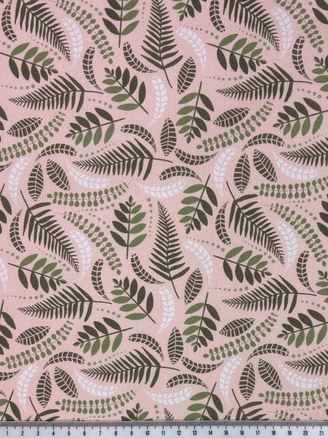 Fern & Palm Fronds on Pale Apricot Printed Cotton