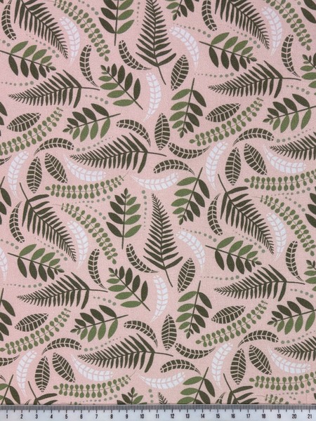 Fern & Palm Fronds on Pale Apricot Printed Cotton