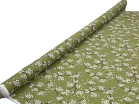 Cherry Blossoms on Olive Rayon