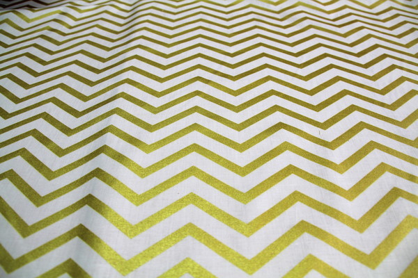 Gold Foil Chevron Printed Cotton